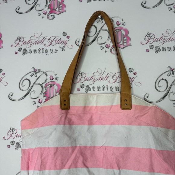Victoria’s Secret beach tote bag striped pink neon angels have landed at the - Picture 5 of 6